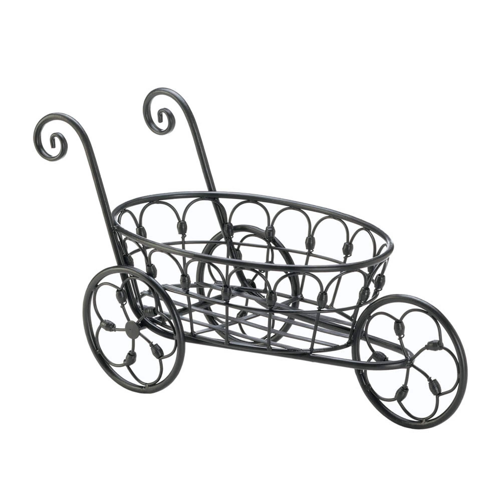 11" Black Iron Flower Cart